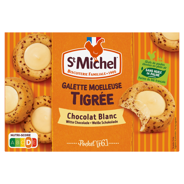 Galette moelleuse tigrée nappée au chocolat blanc, ST MICHEL, 180g