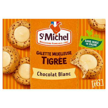 Galettes Moelleuses coeur chocolat blanc - ST MICHEL - x6 - 180g
