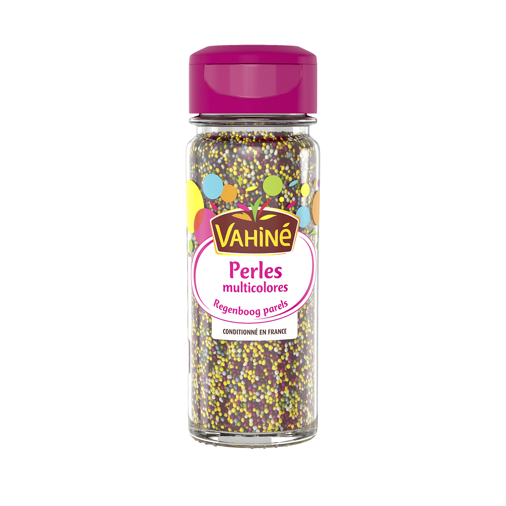 Perles en sucre muticolores VAHINE, pot en verre 80g
