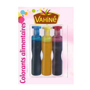 Colorants pâtissiers VAHINE, blister, 3 tubes de 6ml