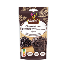 Pépites chocolat noir intense 70% cacao, VAHINE, sachet 100g