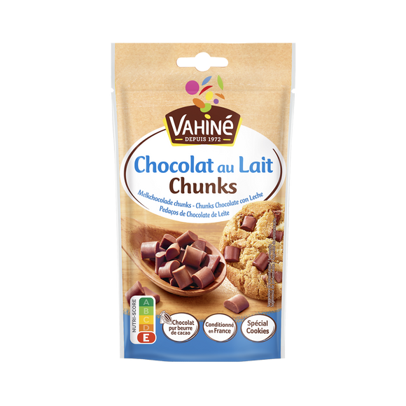 Pépites chocolat lait chunks, VAHINE, sachet 100g