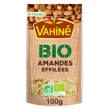 Amandes effilées bio VAHINE, paquet fresh zip de 100g