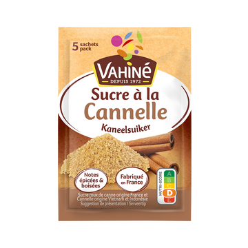 Sucre arômatisé à la cannelle VAHINE, 10 sachets, 75g