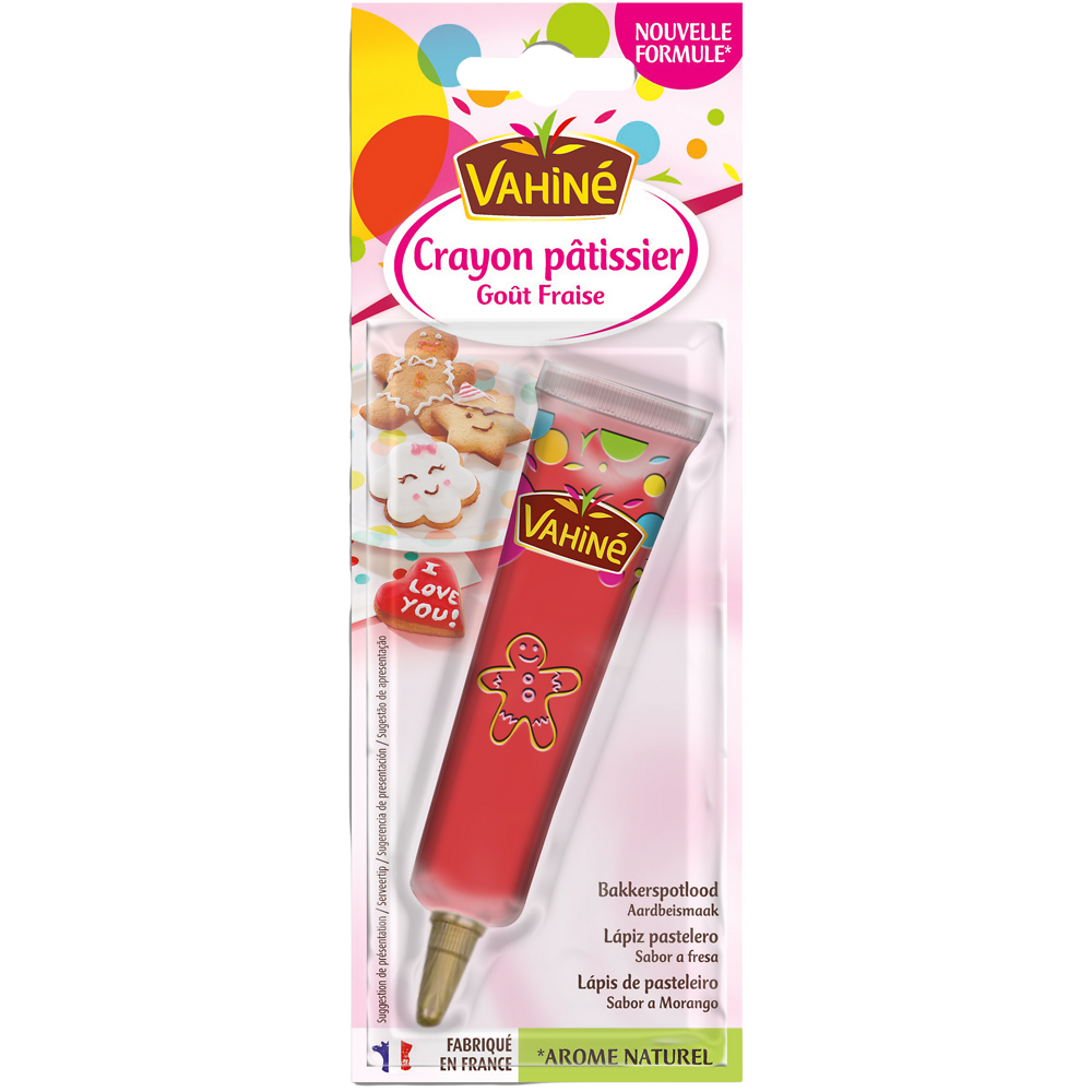 Crayon pâtissier rose fraise paillettes VAHINE paquet 25g