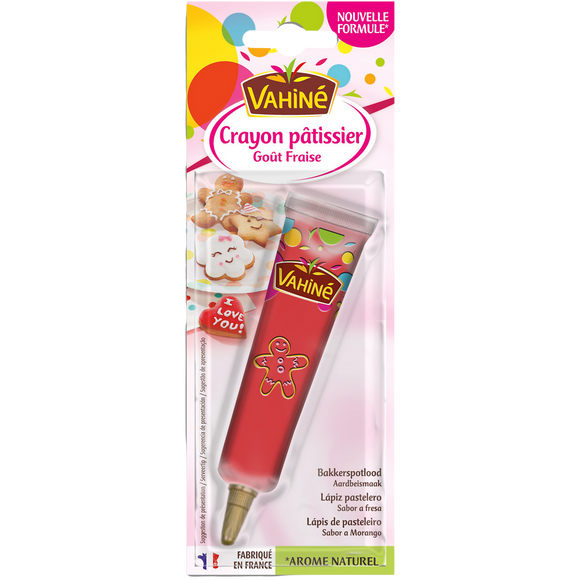Crayon pâtissier rose fraise paillettes VAHINE paquet 25g