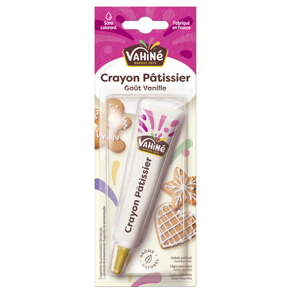 Crayon pâtissier blanc paillettes VAHINE, paquet de 25g