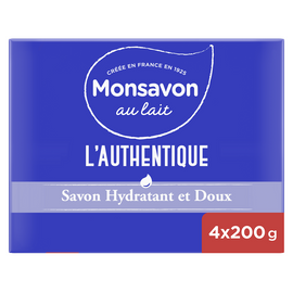 Savon au lait l'authentique hydratant MONSAVON 4x200g
