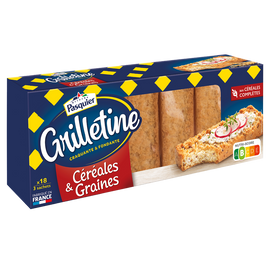 Tartines de pain grillées Céréales et graines Grilletine PASQUIER - Paquet de  255g
