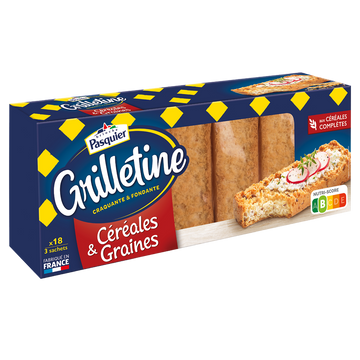 Tartines de pain grillées Céréales et graines Grilletine PASQUIER - Paquet de  255g