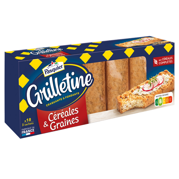 Tartines de pain grillées Céréales et graines Grilletine PASQUIER - Paquet de  255g