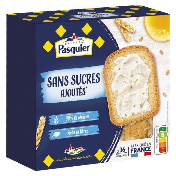 Biscottes sans sucres ajoutés PASQUIER 36 tranches 300g