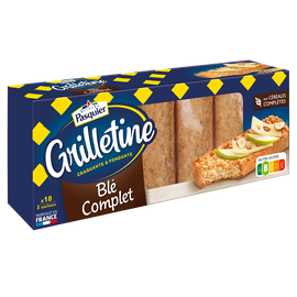 Tartines de pain grillées Blé complet Grilletine PASQUIER - Paquet de242g