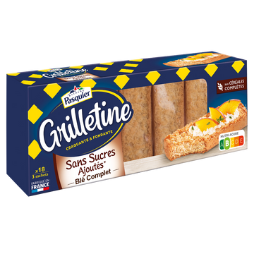 Grillettine blé complet sans sucre ajouté, PASQUIER x18, 225g