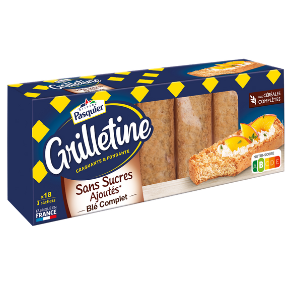 Grillettine blé complet sans sucre ajouté, PASQUIER x18, 225g