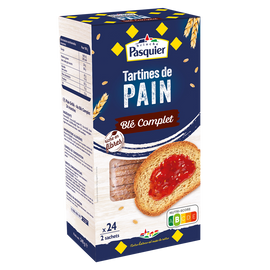 Tartines de pain toasté blé complet PASQUIER x24tr.240g