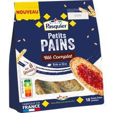 Petits pain grillés au blé complet PASQUIER, sachet 225g