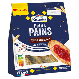 Petits pain grillés au blé complet PASQUIER, sachet 225g
