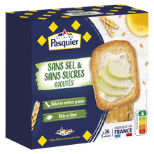 Biscottes sans sel & sans sucre ajoutés PASQUIER, 36 tranches, 300g