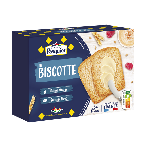 Biscottes au froment PASQUIER, 64 tranches soit 600g