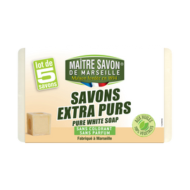 Savon de Marseille traditionnel pur blanc MAÎTRE SAVON DE MARSEILLE, 5x100g