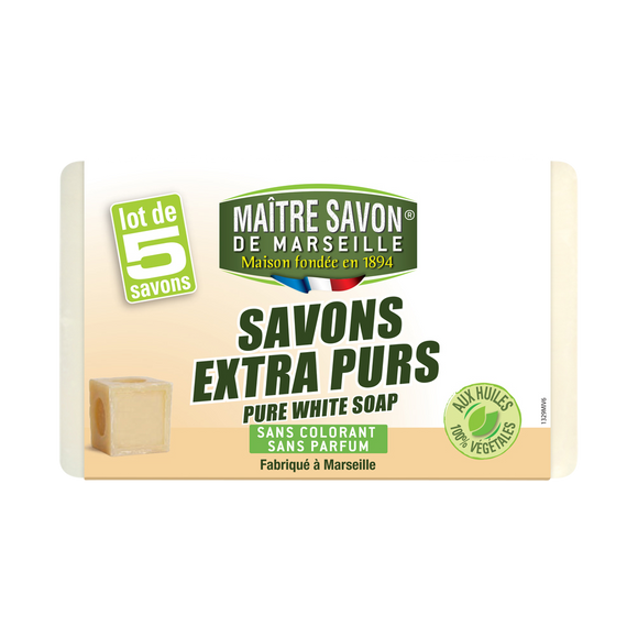 Savon de Marseille traditionnel pur blanc MAÎTRE SAVON DE MARSEILLE, 5x100g