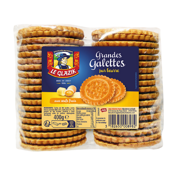 Grandes galettes Bretonnes pur beurre, LE GLAZIK, 400g