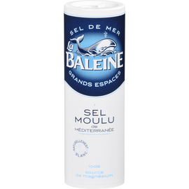 Sel fin de mer iodé LA BALEINE, salière en plastique de 250g