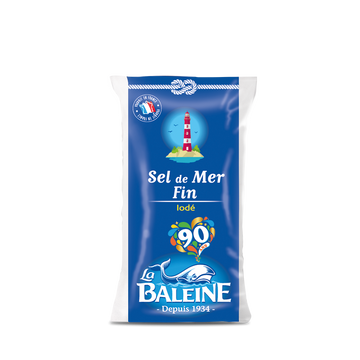 Sel fin iodé LA BALEINE, sachet de 500g