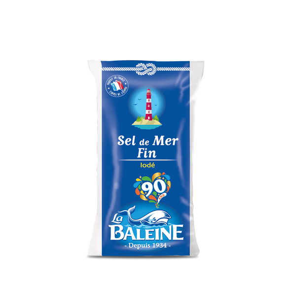 Sel fin iodé LA BALEINE, sachet de 500g