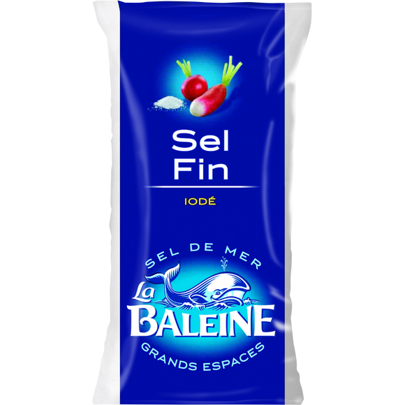Sel fin iodé LA BALEINE, sachet de 500g
