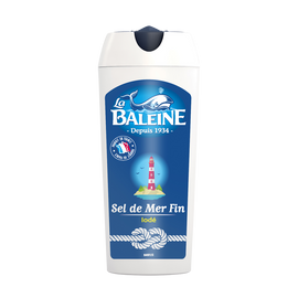 Sel de mer extra fin iodé LA BALEINE, boîte de 125g