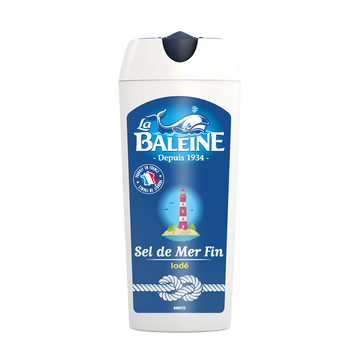 Sel de mer extra fin iodé LA BALEINE, boîte de 125g