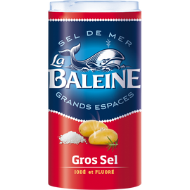 Gros sel de mer iodé et fluoré LA BALEINE, boîte verseuse de 500g