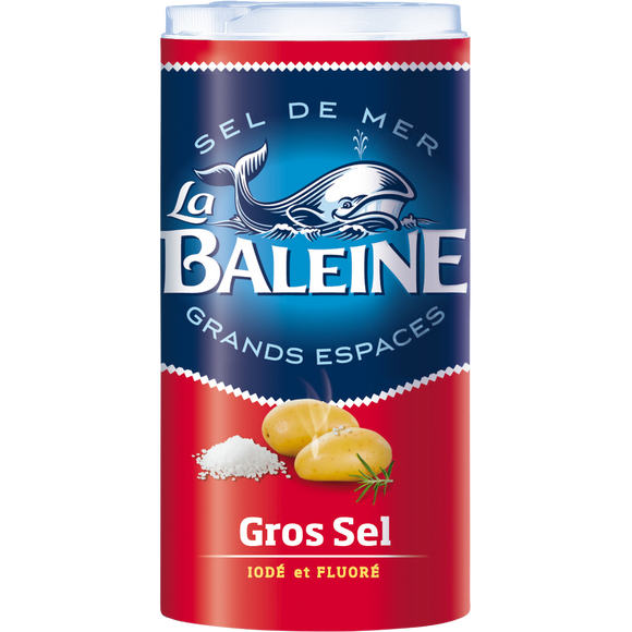 Gros sel de mer iodé et fluoré LA BALEINE, boîte verseuse de 500g