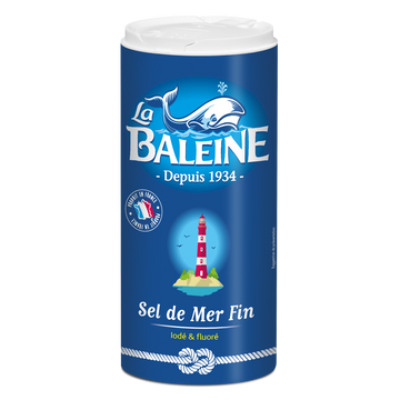 Sel fin iodé et fluoré LA BALEINE, boîte verseuse de 600g