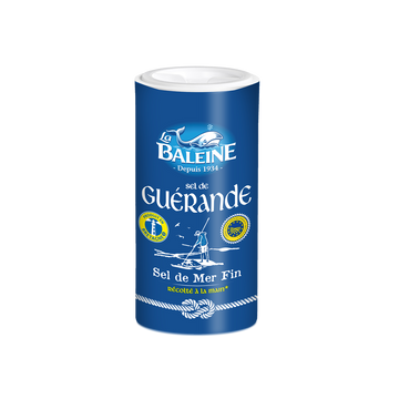 Sel blanc fin de Guérande "LA BALEINE", boîte verseuse, 250g