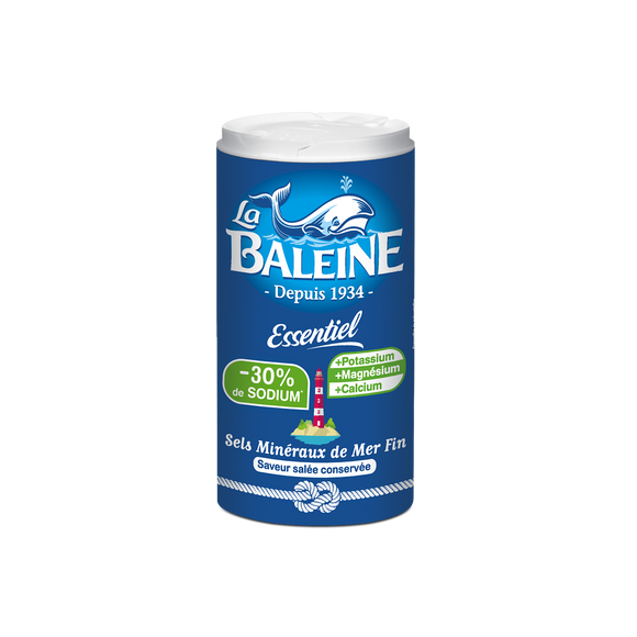 Sel fin essentiel -30% sodium La Baleine boîte verseuse 350g