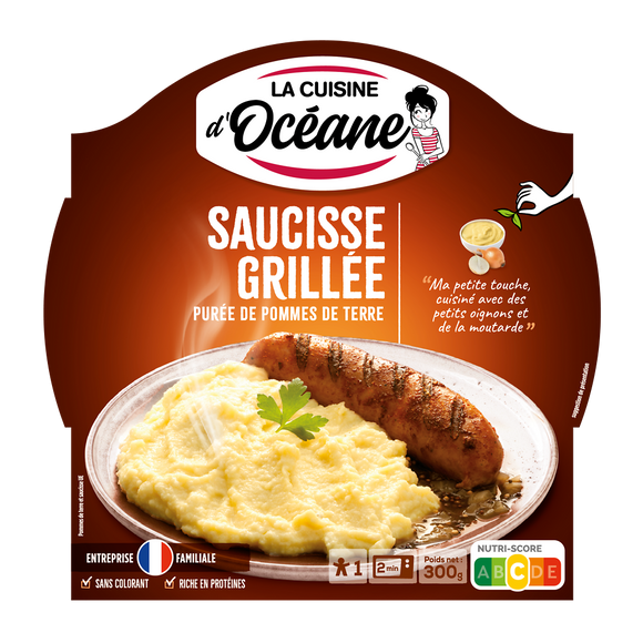 Saucisse grillée et purée de pomme de terre LA CUISINE D'OCEANE, 300g