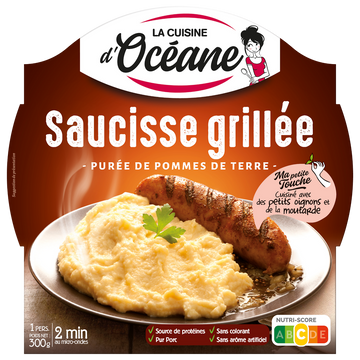 Saucisse grillée et purée de pomme de terre LA CUISINE D'OCEANE, 300g