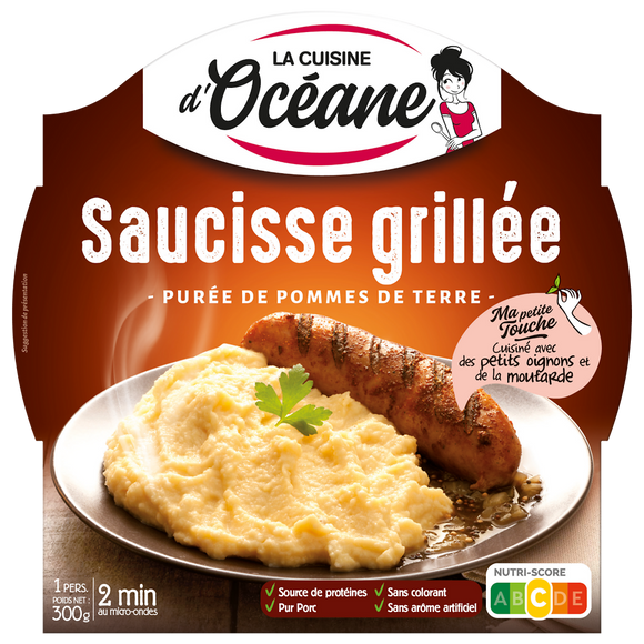 Saucisse grillée et purée de pomme de terre LA CUISINE D'OCEANE, 300g