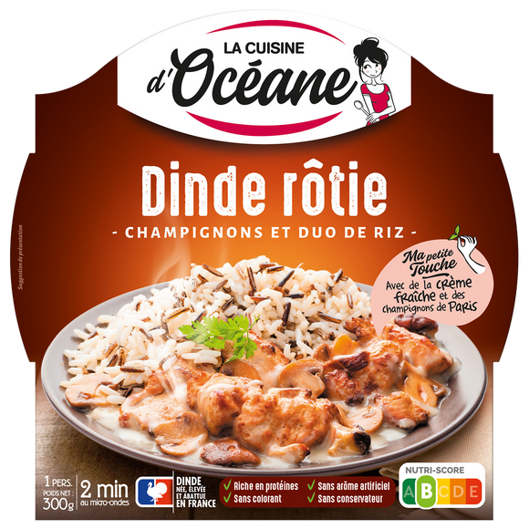 Dinde forestière et duo de riz LA CUISINE D'OCEANE, barquette micro-ondable de 300g
