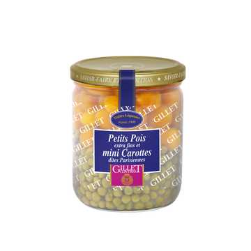 Petits pois extra fins et jeunes carottes GILLET CONTRES - Bocal 260g