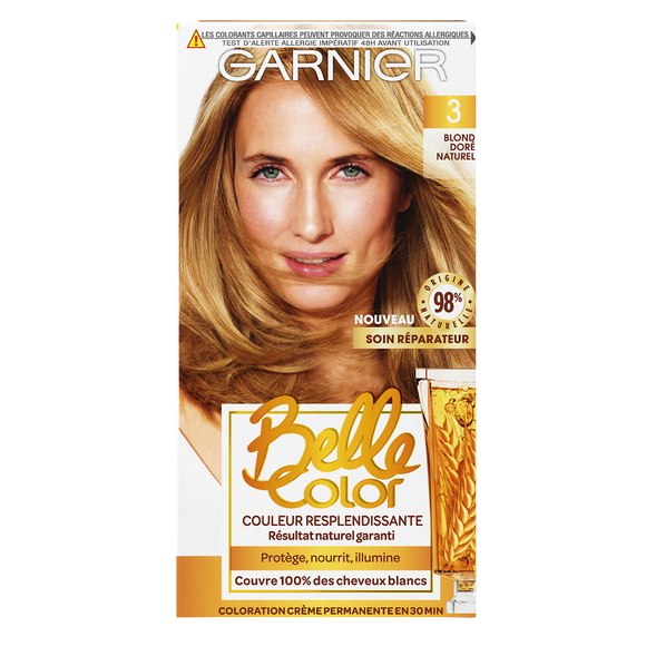 Coloration cheveux n°3 blond doré naturel belle color GARNIER