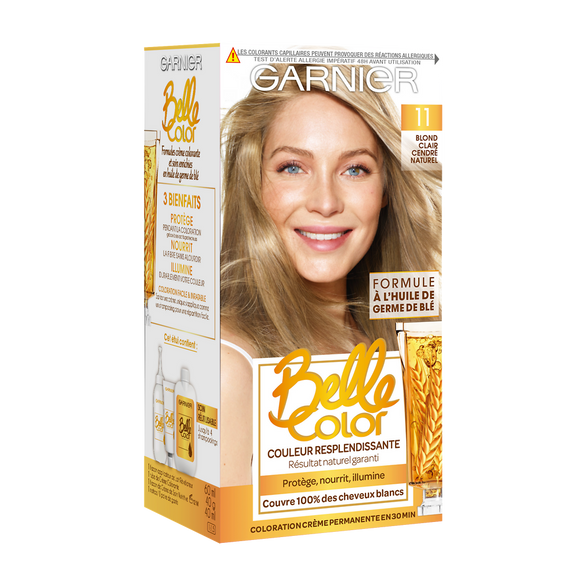 Coloration cheveux n°11 blond clair cendré naturel belle color GARNIER
