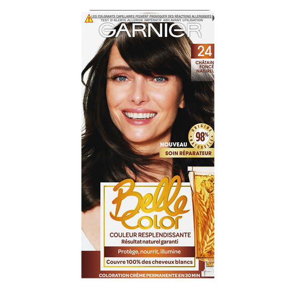 Coloration cheveux n°24 châtain foncé permanente belle color GARNIER