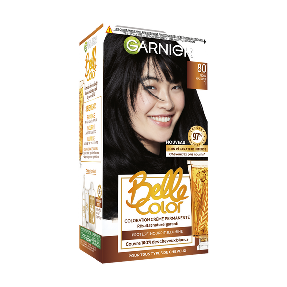Coloration permanente n°80 noir résultat naturel belle color GARNIER