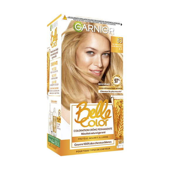 Coloration cheveux n°83 blond clair doré permanente belle color GARNIER