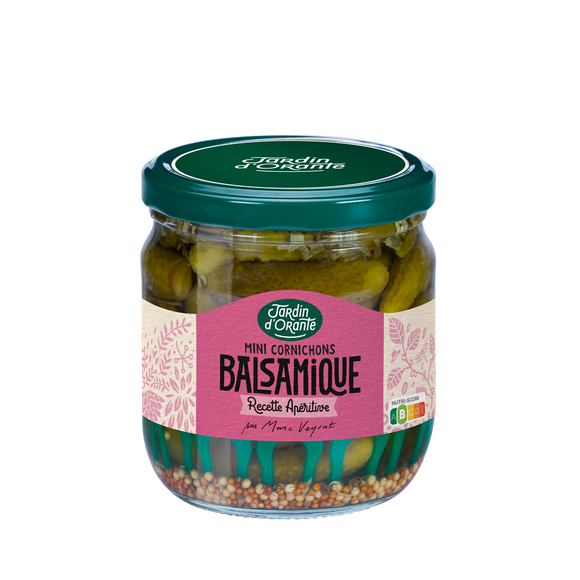 Cornichons balsamique LE JARDIN D'ORANTE, bocal de 37cl, 185g