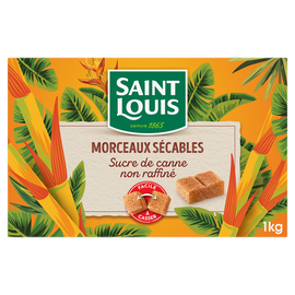 Sucre de canne non raffiné morceaux sécables SAINT LOUIS, 1kg
